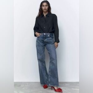 Zara red rose flower heel